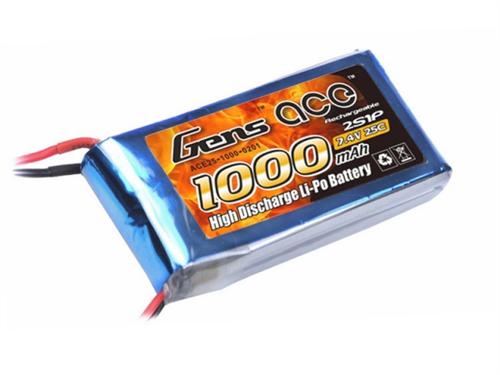 Gens Ace 7.4V 1000mAh 2S1P 25~50C Li-Po battery Soft Case [AE-1000-2S-25S, B-25C-1000-2S1P]